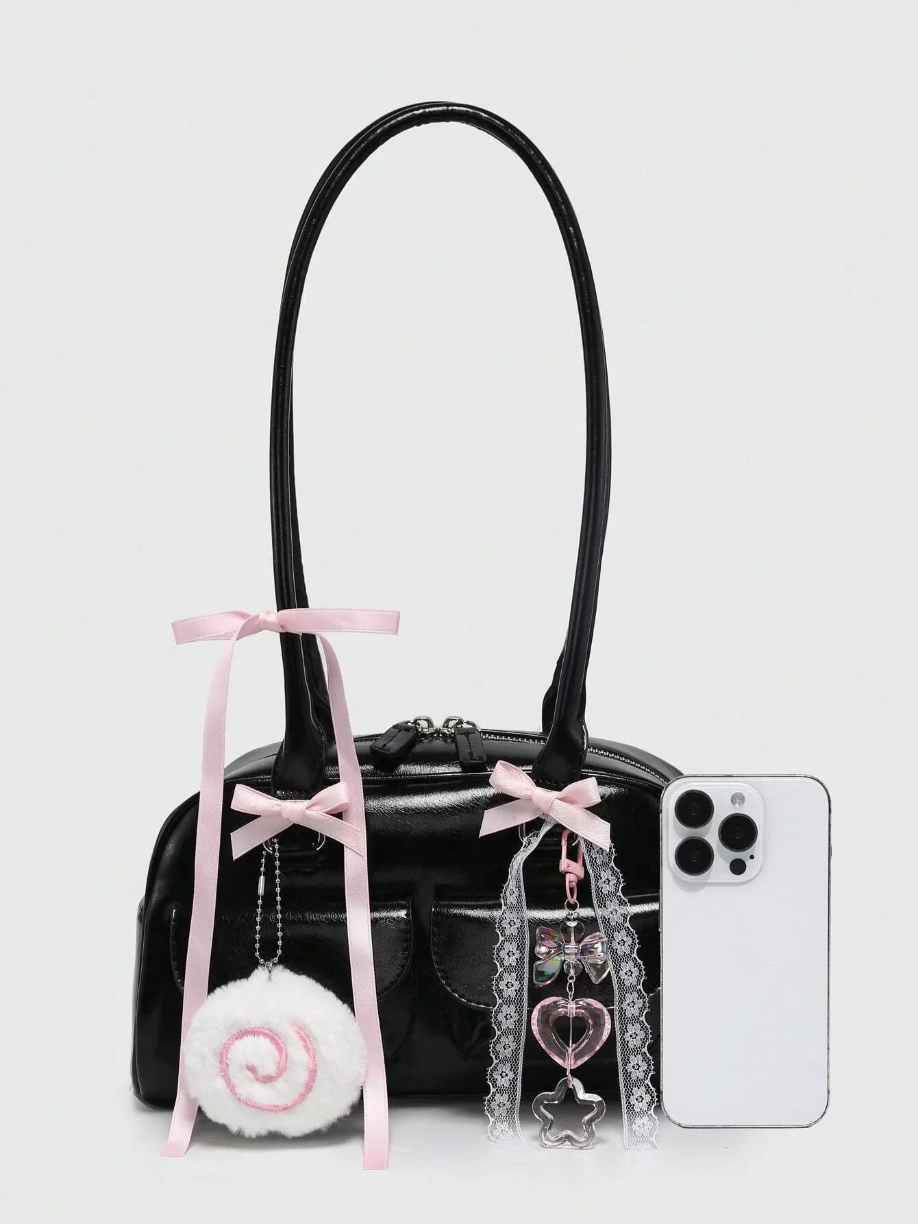 ROMWE Kawaii Plaid Bow Bag