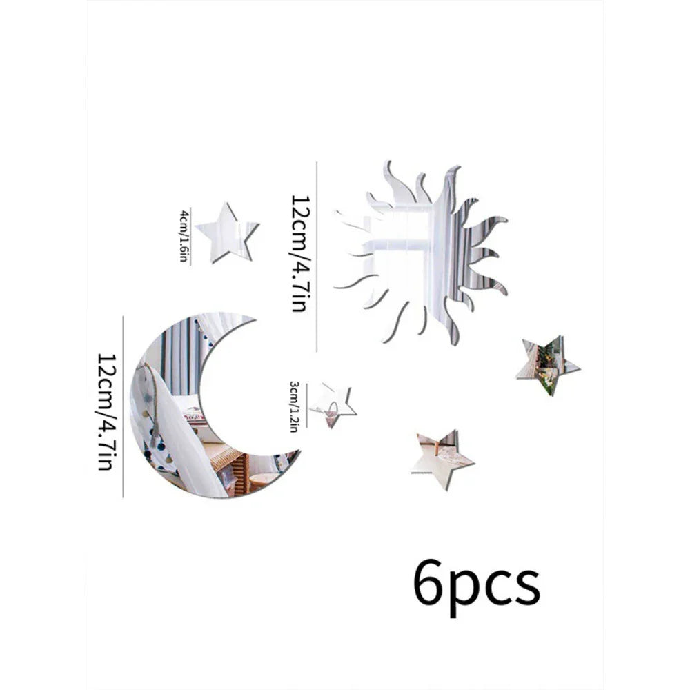 Star Moon Wall Mirror Stickers