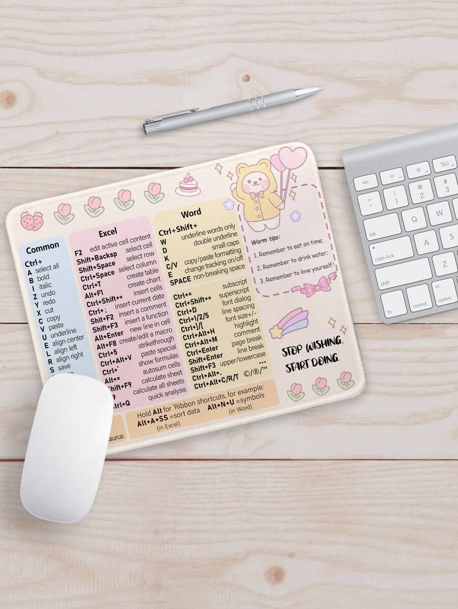 Shortcut Keys Pattern Thickened Waterproof Mouse Pad