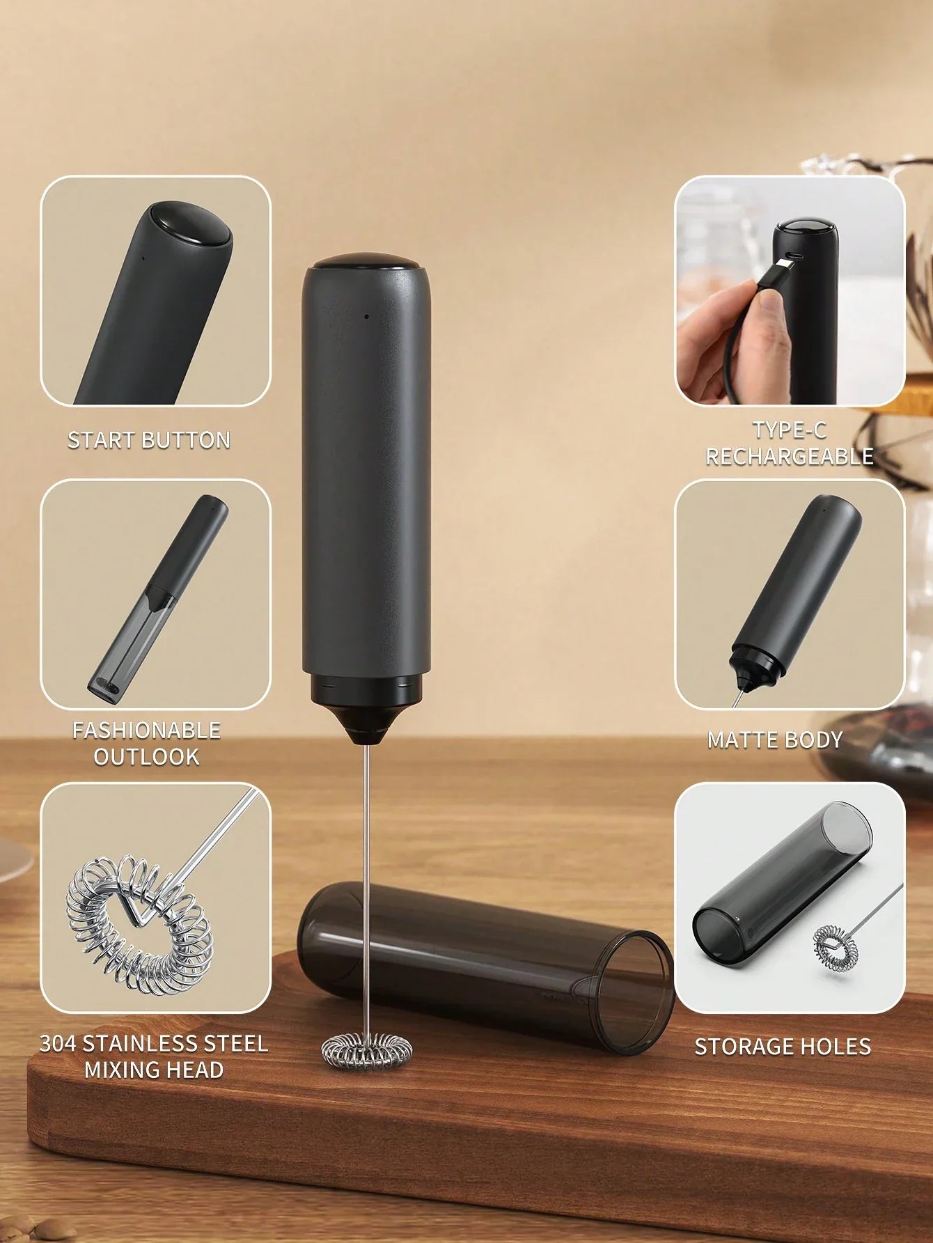 CLITON Rechargeable Electric Milk Frother