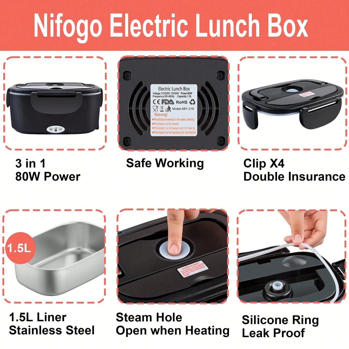80W Electric Portable Lunch Box