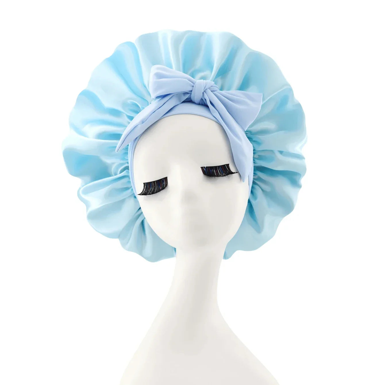 [Pink Satin Bonnet] Soft Luxurious Pink Satin Bonnet - Adjustable Tie Band & Bow Accent, Comfortable Ruffled Design For A Snug Fit, Hair Protection | Satin Cap | Smooth Satin Finish For Women & Men