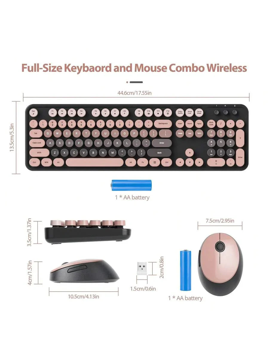 Wireless Keyboard And Mouse Set, Cute Keyboard And Mouse Combo