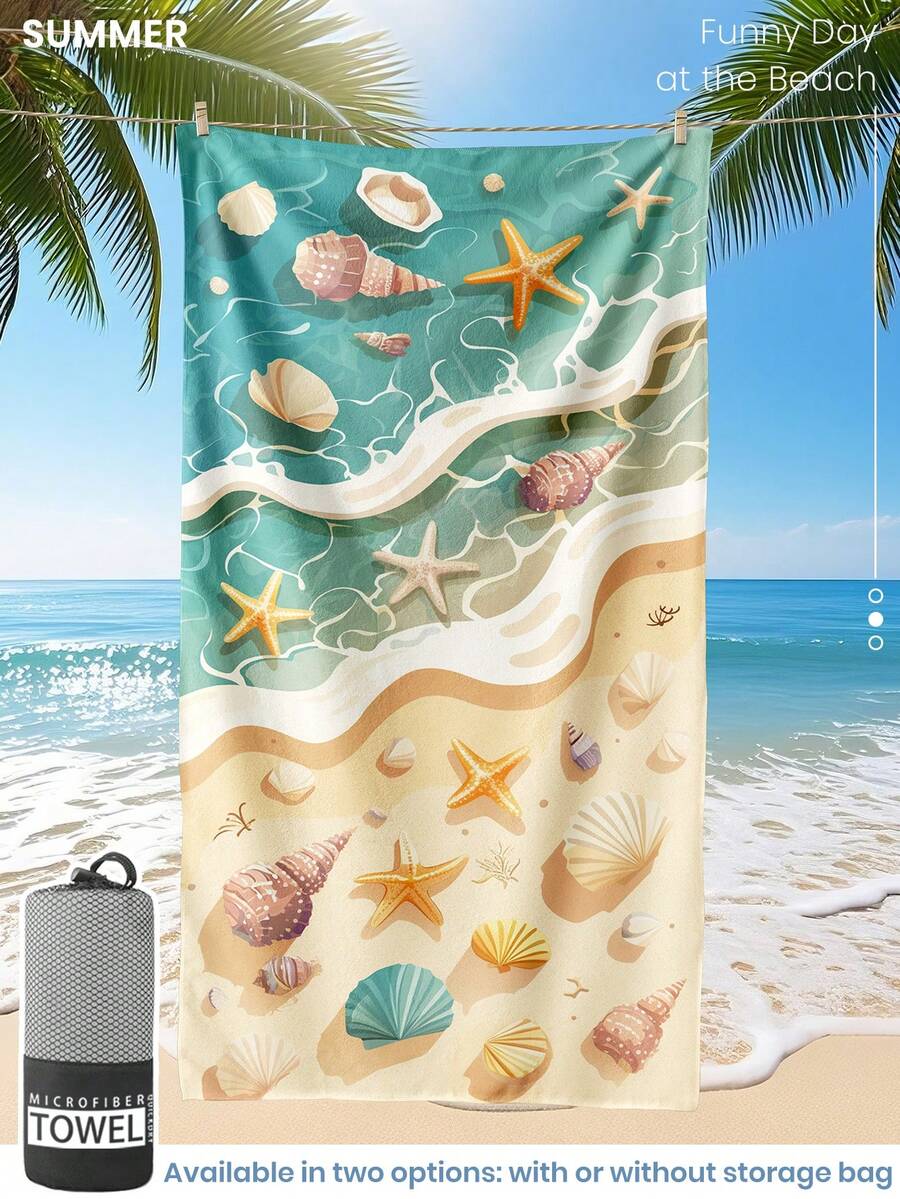 1pc Printed Beach Towel, Summer Fruit Pattern Swimwear