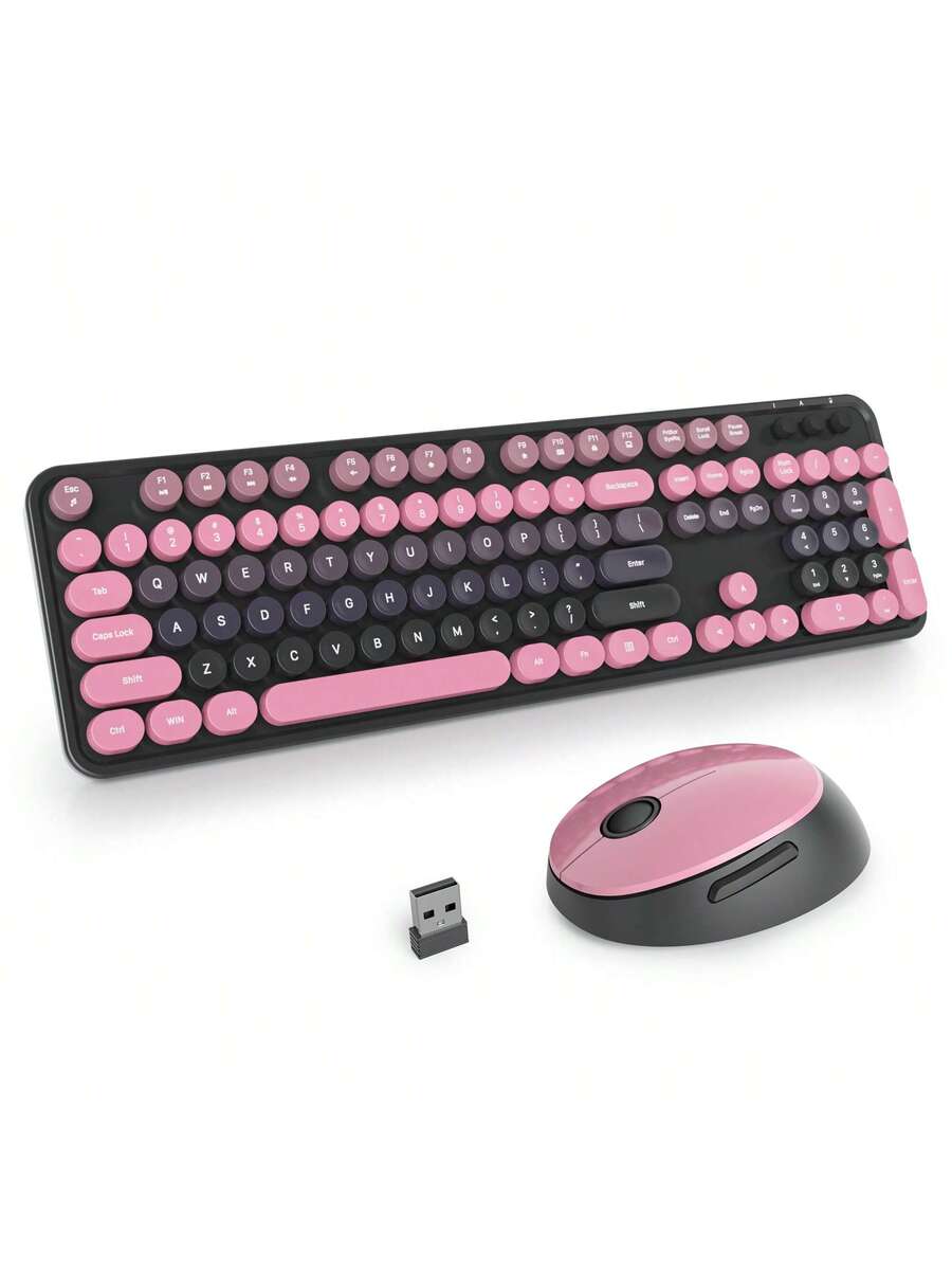 Wireless Keyboard And Mouse Set, Cute Keyboard And Mouse Combo
