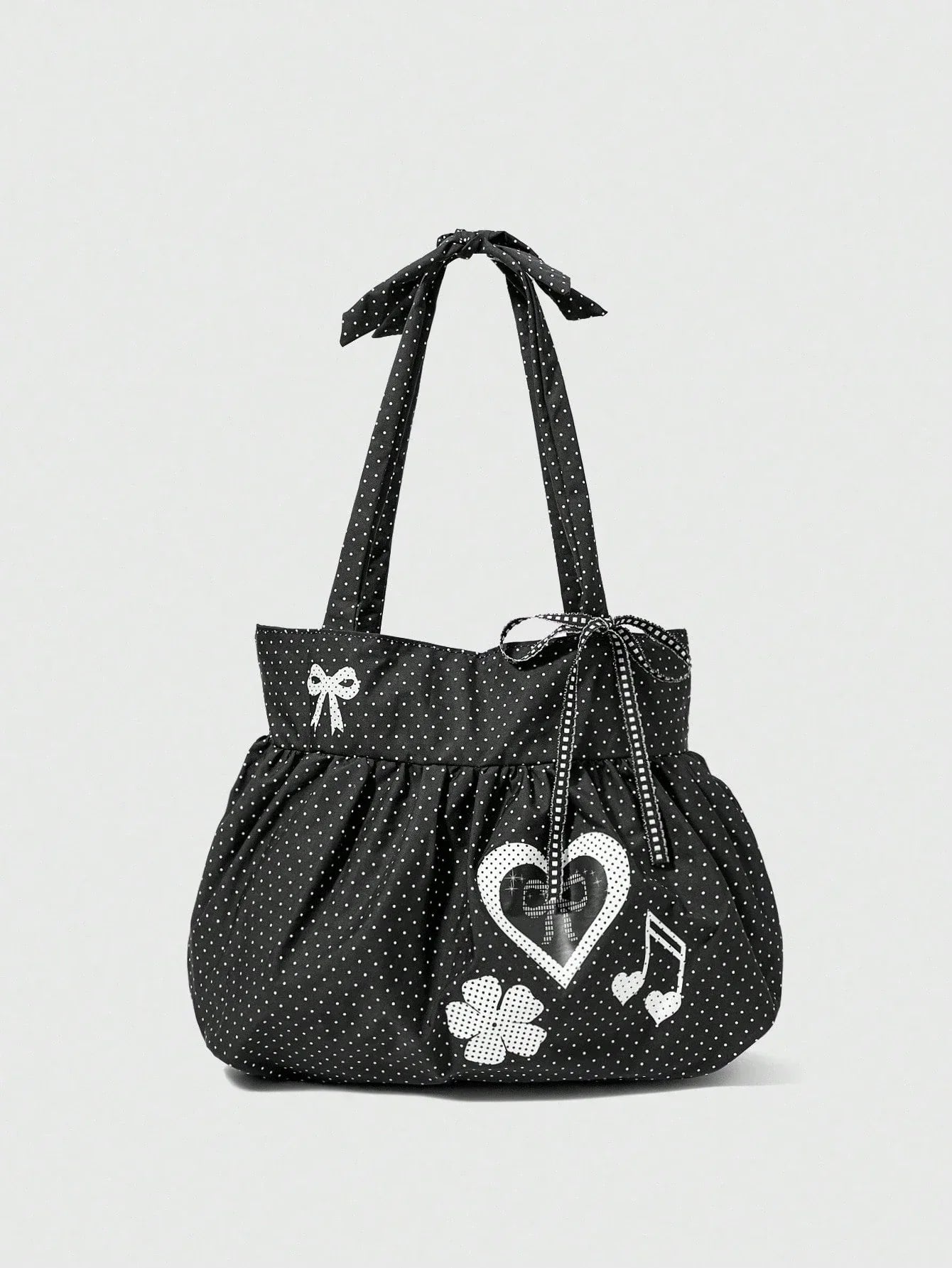 ROMWE Anime Black Heart Shoulder Bag