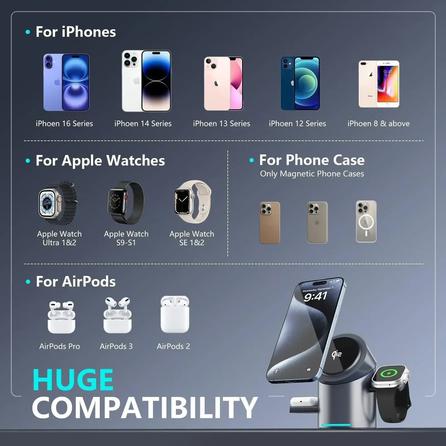Qi2 3-in-1 Magnetic Charger