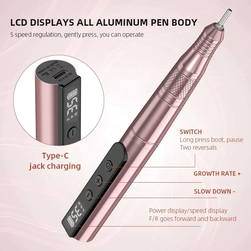 Cordless Rechargeable Nail Drill Machine