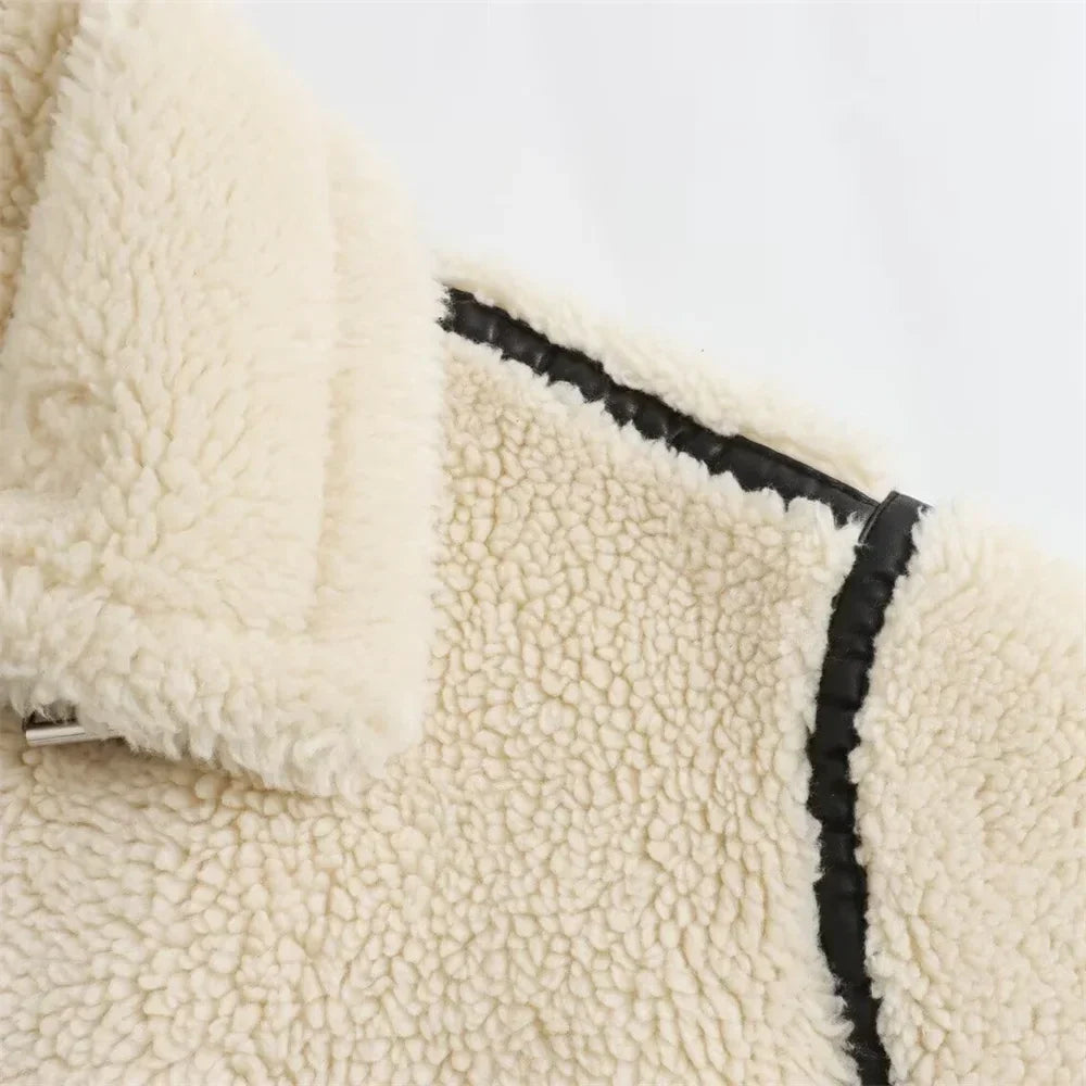 Stylish Faux Fur Motorcycle Jacket