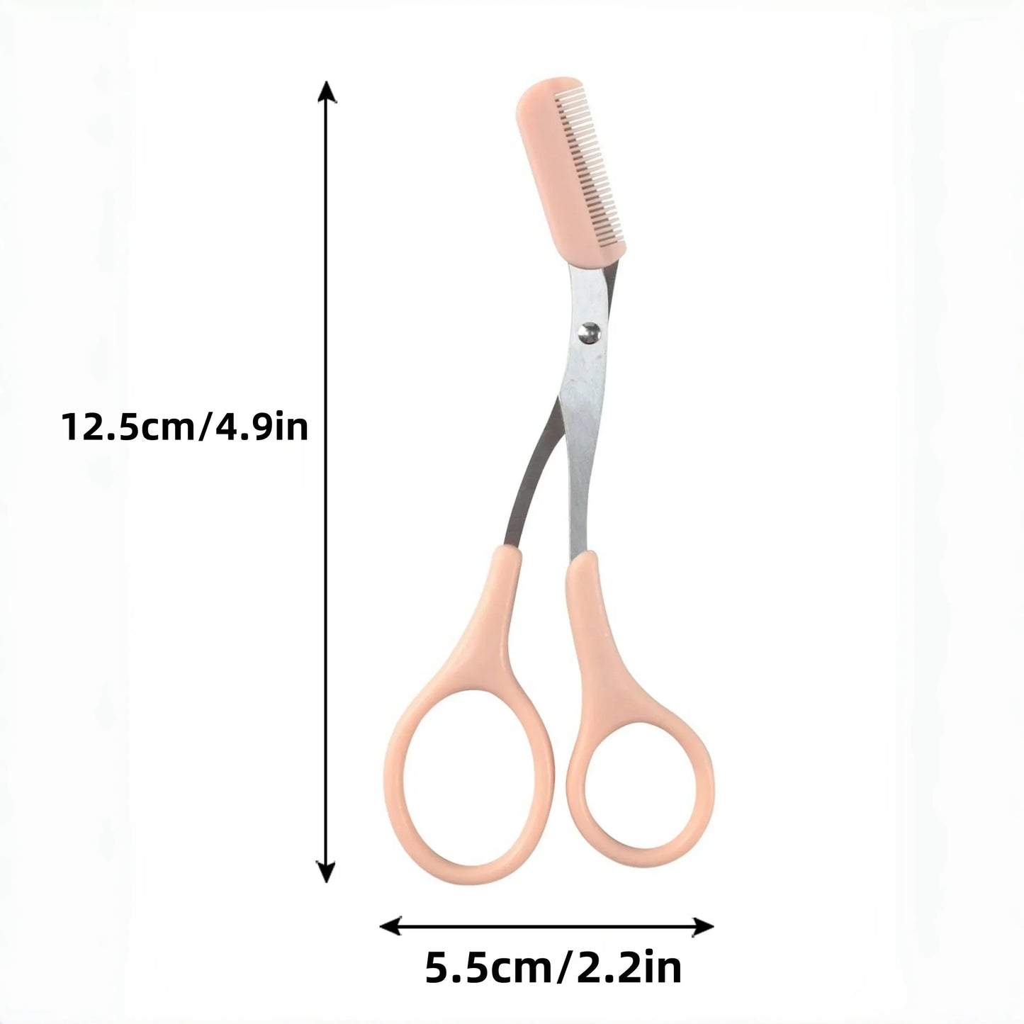 Pink Eyebrow Trimming Scissors Comb