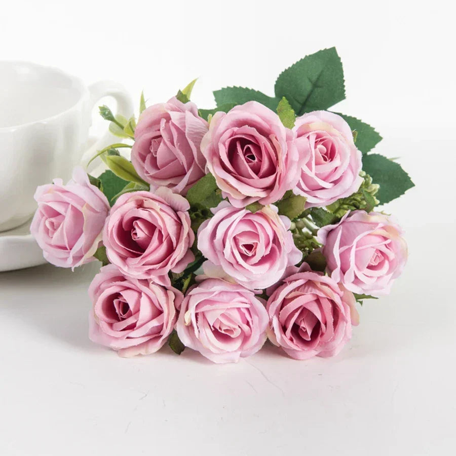 Silk White Rose Bouquet