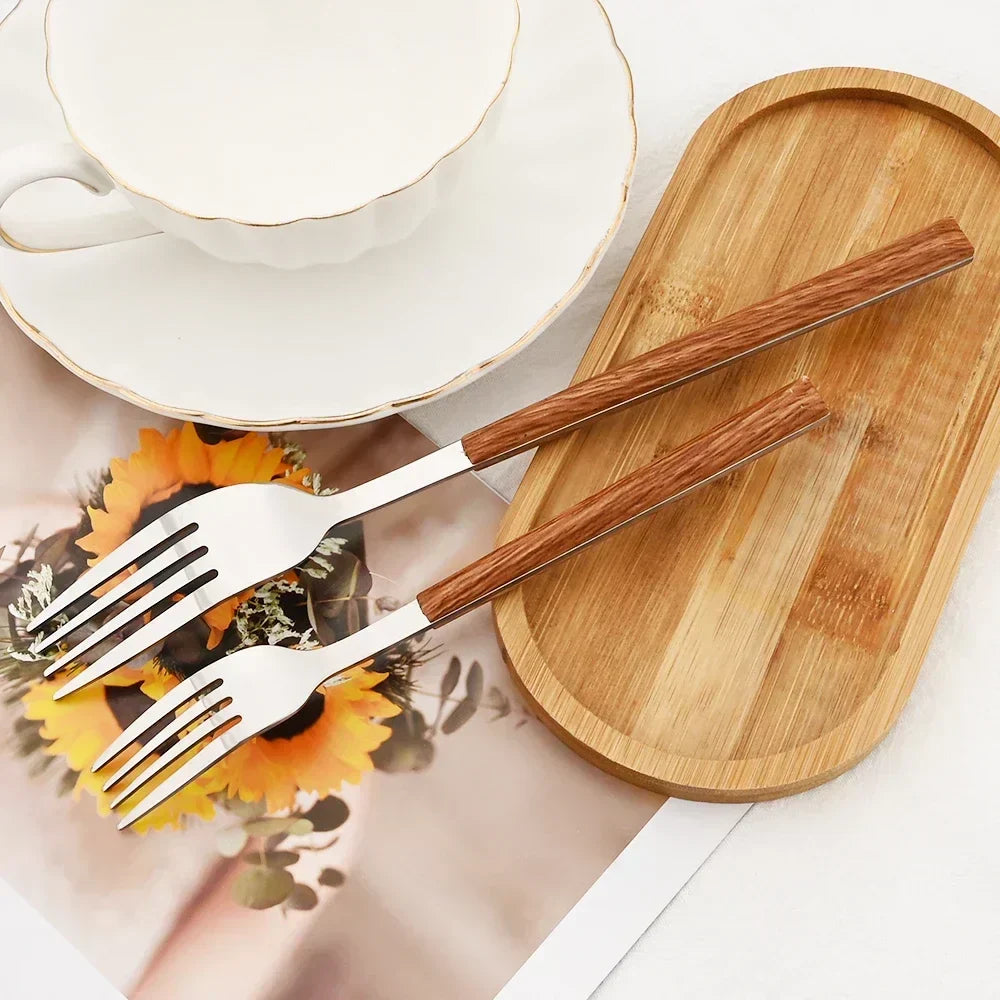 Stainless Steel Wooden Cutlery Set