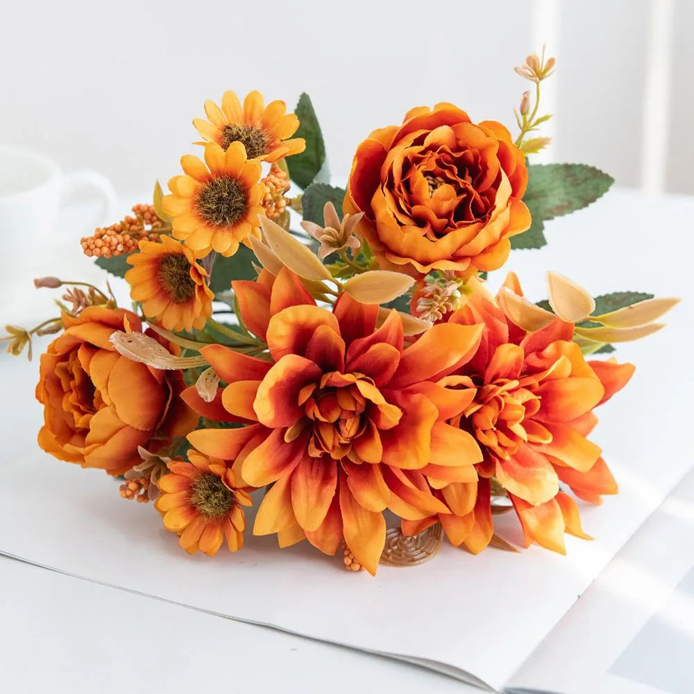 Silk Dahlia Rose Bouquet