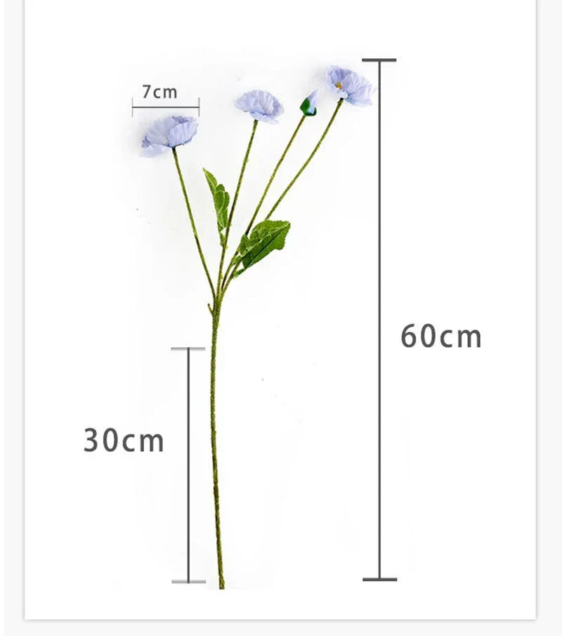 Silk Poppy Flower Branch