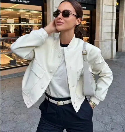 MUJER 2025 Cropped Bomber Jacket