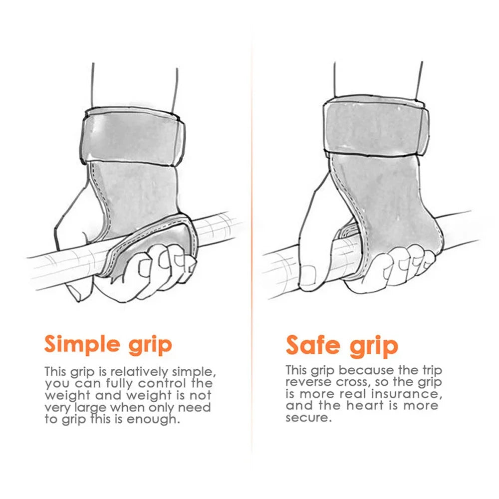 Cowhide Gym Grips with Wraps