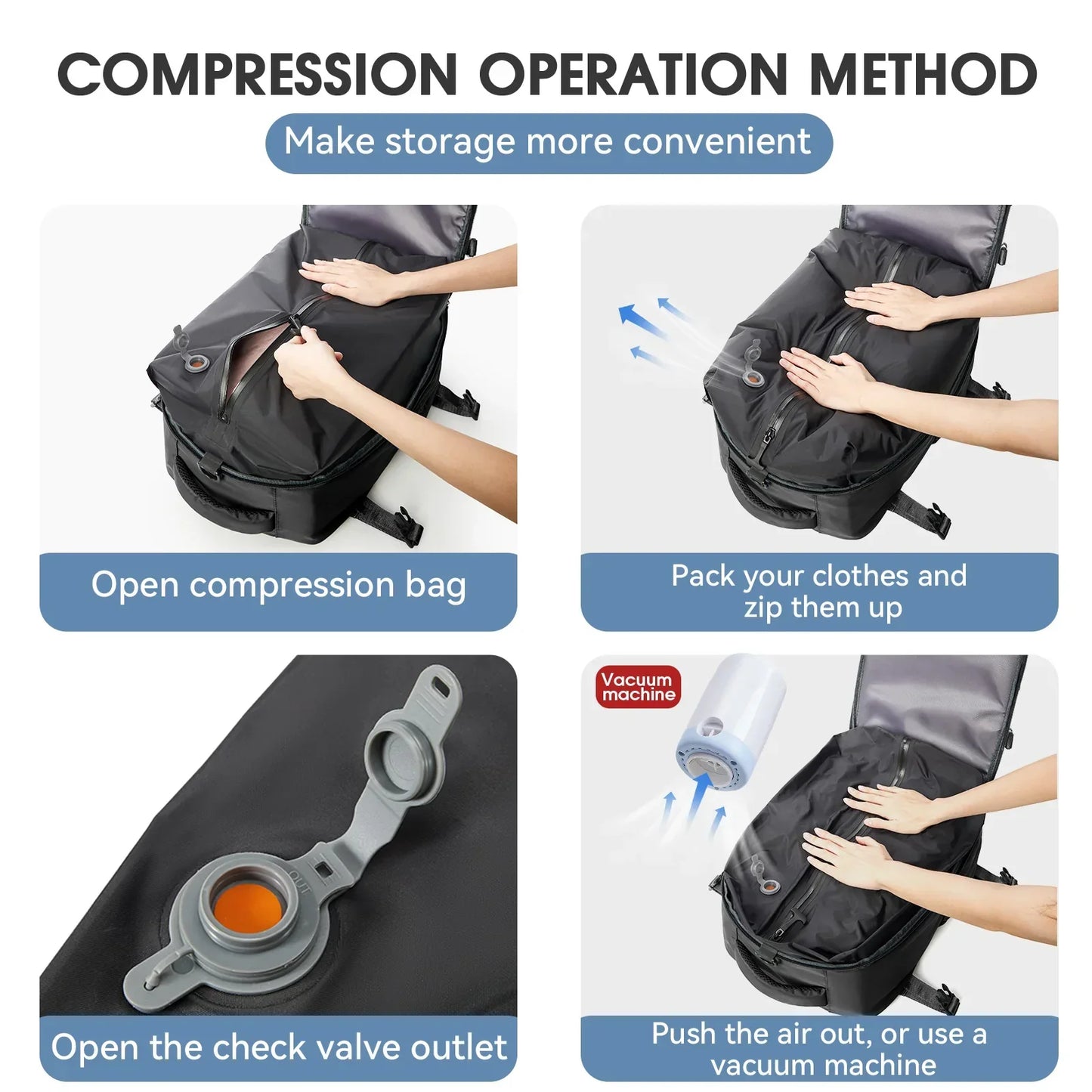Vacuum Large Capacity Travel Backpack