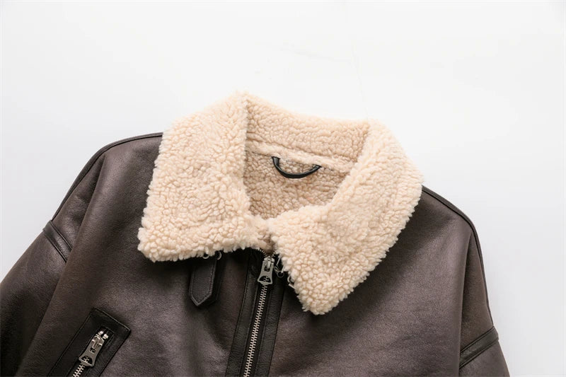 Vintage Warm Faux Shearling Jacket